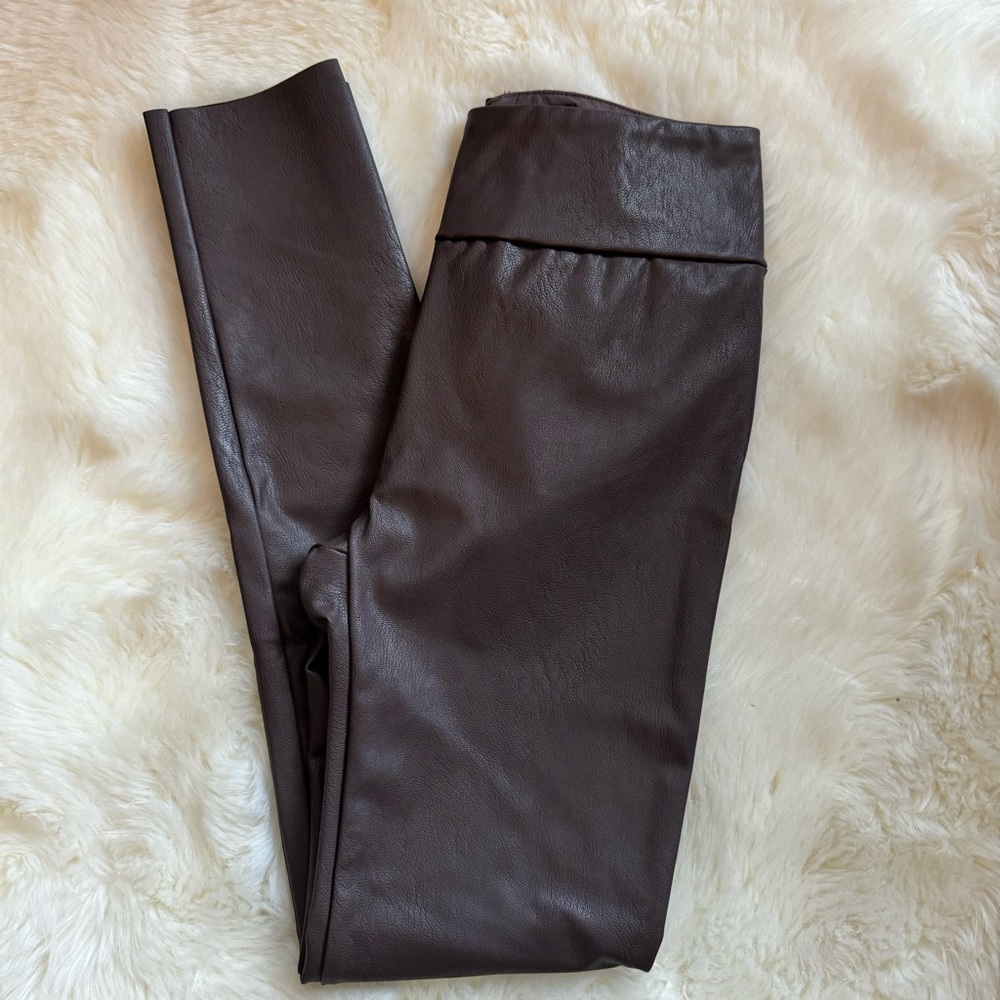 NWT 🆕 Splendid - Vegan Leather Leggings in Chocolate - XS